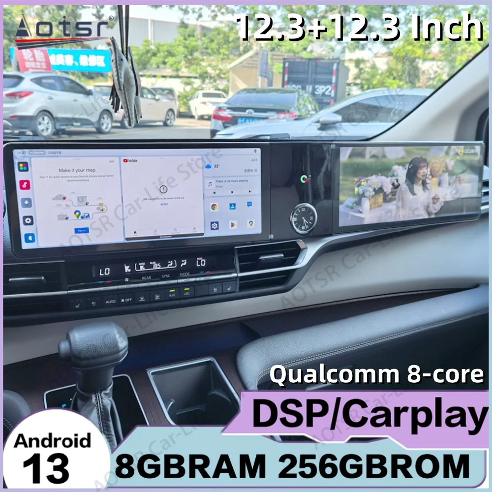 Dual Screen Interaction For Toyota Sienna 2021~2025 Android 13 Car Radio Multimedia GPS Navigation Carplay Mirror Link Head Uni