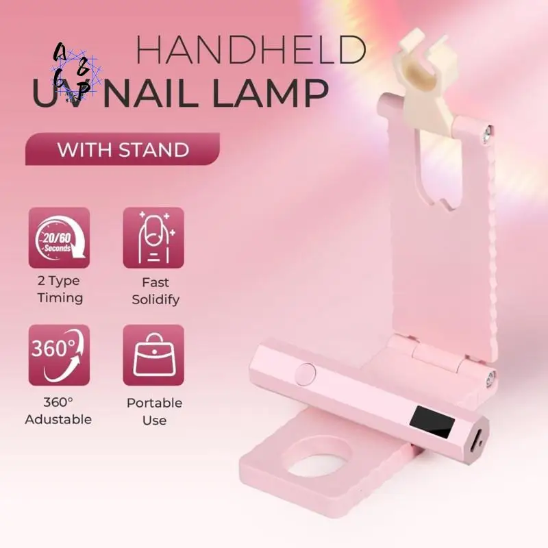 A68P-Convenient Handheld UV/LED Nail Lamp Set Handheld Light With Stand LCD Display USB Gel Nail Dryer For Quick Curing