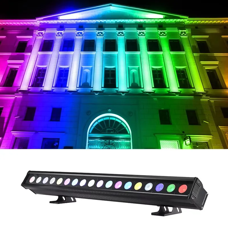 

RGBWA+UV DX512 18X15W LED Facade Linear Wall Washer Light Strip IP65 Waterproof Outdoor Building Sta Lighting Remote Control