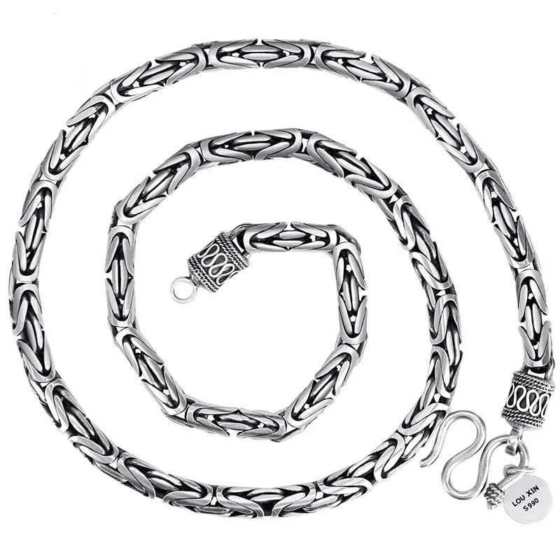 

Новая мода S990 стерлингового серебра с узором мира 6 мм ретро индивидуальные мужские и женские ожерелья модные модные ювелирные изделия подарки