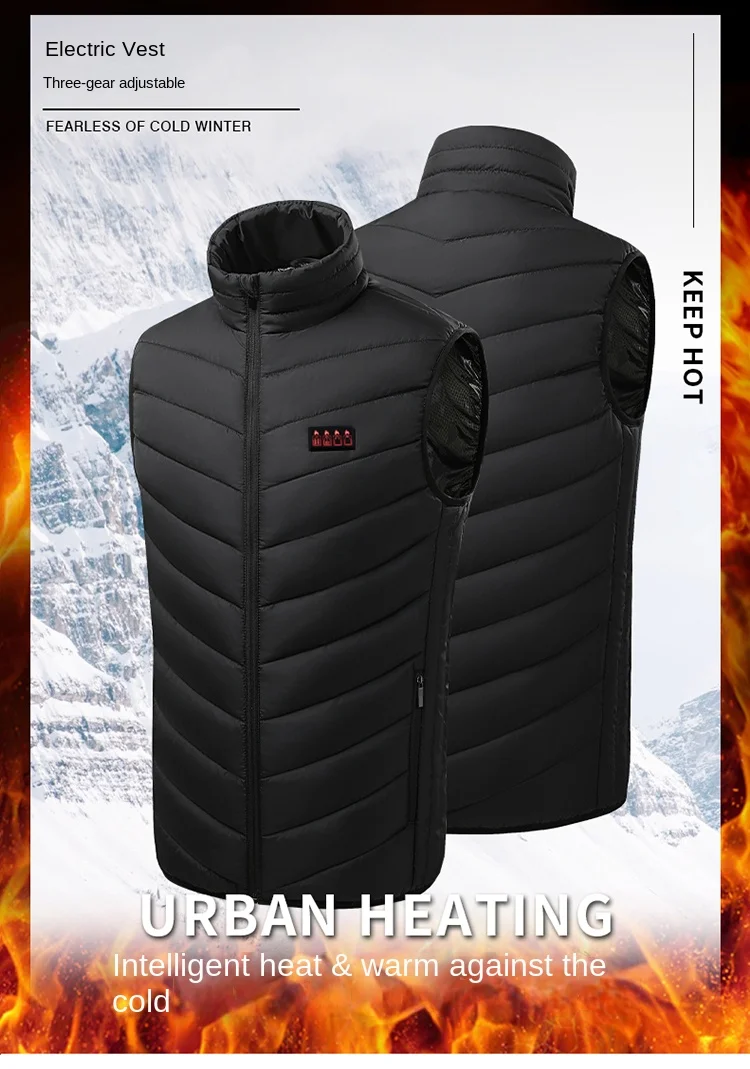 

9/11/15 Zone Heating Suit Dual Two Control USB Intelligent Temperature Control Warm Standing Collar Outdoor Fishing Vest Men Top