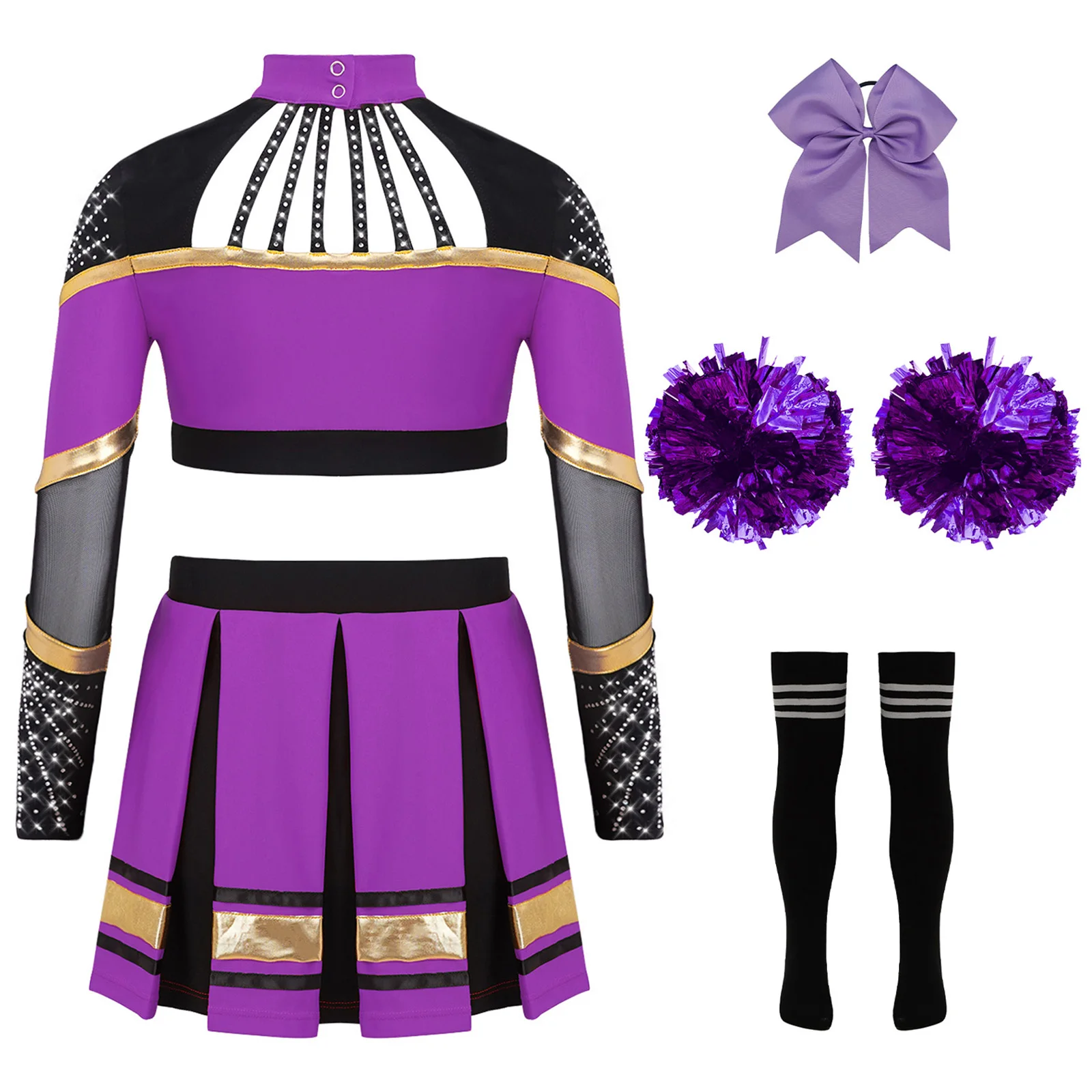 여자 고등학교 치어리더 의상 할로윈 치어 유니폼 스포츠 댄스 대회 팀 치어리딩 드레스