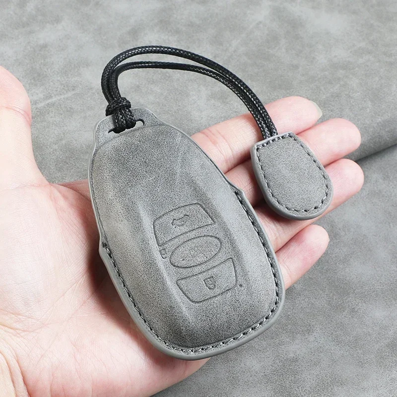 Leather Car Key Case Cover Keychain For Subaru BRZ XV SV Forester Legacy Outback Crosstrek Impreza WRX Ascent Key Accessories