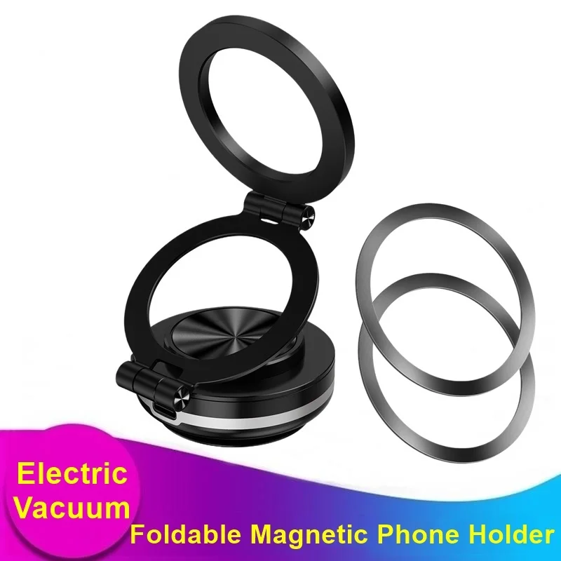 Electric Vacuum Magnetic Car Phone Holder 360° Rotatable Suction Cup Home Office Mirro Gym Bath Shower for Iphone 16 15 14 13 12