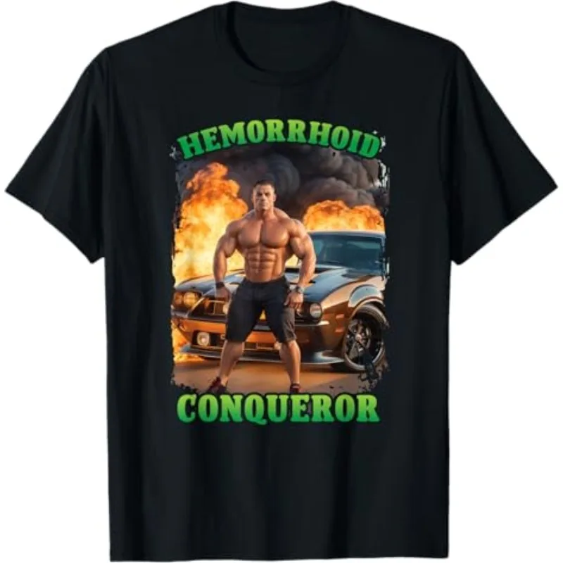 T-shirt humoristique « Hémorroïdes Conquérissantes » – Meme drôle, brouillon, offensant, gêneuse blague – T-shirt en coton pour homme et femme – Streetwear oversize – Haut d'été et de printemps
