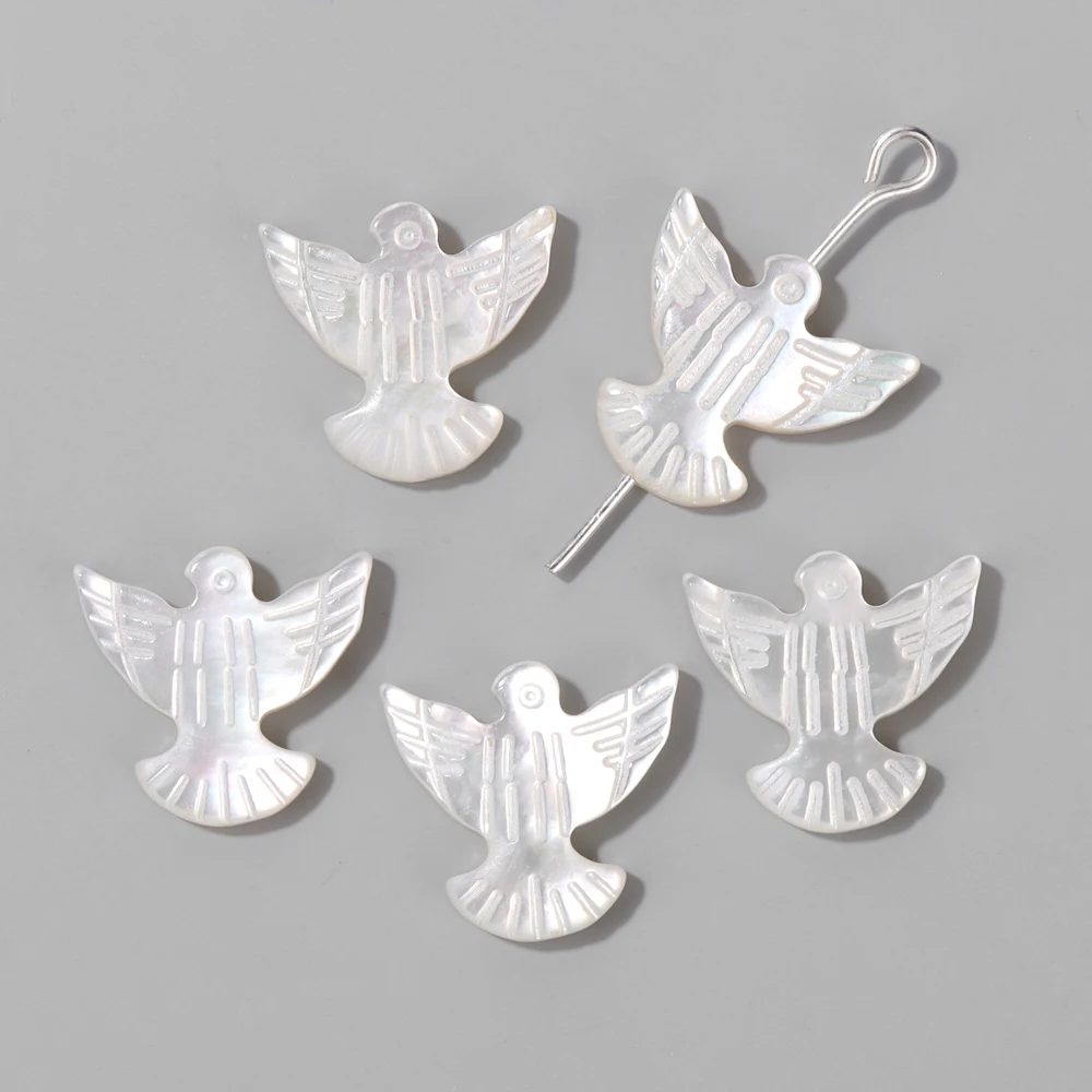 1PC Natural Mother of Pearl Shell Pendant Girl Boy Dove of Peace Carved Charms For Making DIY Necklace Earrings Accessories
