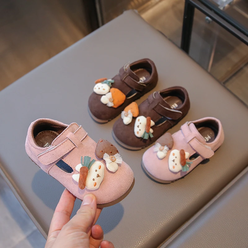 

Cute Fashion Girls Causal Shoes 2025 New School Children Leather Shoes Sweet Rabbit Kids Princess Ballet Flat Shoes Retro Style