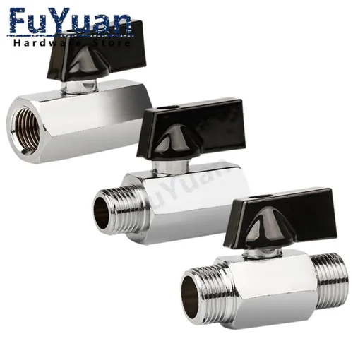 Imagen 1 del producto Válvula de bola de latón 1/8 ""1/4"" 3/8 ""1/2"" BSP roscada Mini macho a hembra compresor de aire válvula de cierre de agua Gas aceite