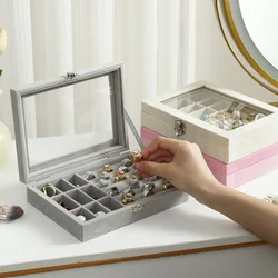 New high-end large-capacity nine-grid jewelry jewelry box necklace earrings earrings ring storage box dust-proof storage box