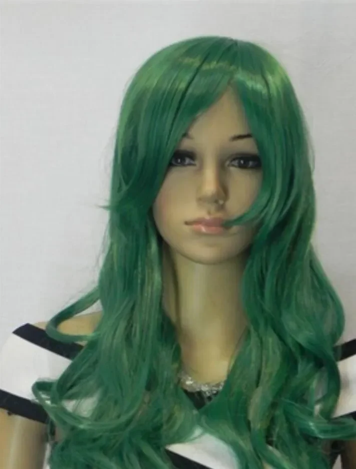 WIG  Ladies Front lace Wigs Curly Long hair green wigs