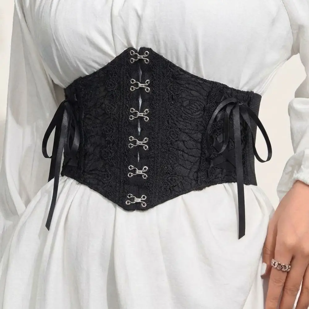 corset-de-renda-larga-preto-elastico-para-modelagem-corporal-acessorio-de-vestuario-cinta-modeladora-de-cintura