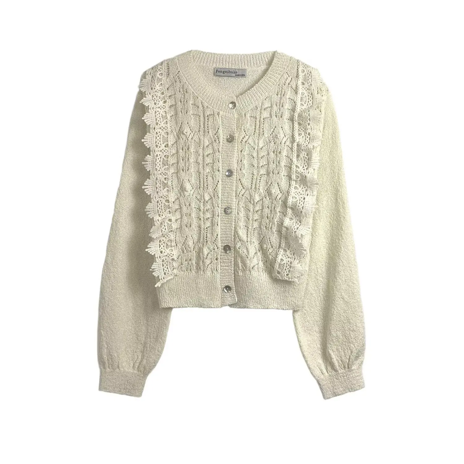 

Fall New Style European And American Round Neck Lace Hook Knitted Hollow Out Open Cardigan Women's Knittedwear