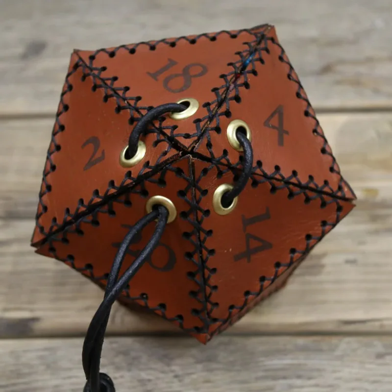 Leather Dice Bag Polygonal Storage Bag Box Drawstring Pouch Bag Gift Coins Jewelry Dice Bag DND Dice Bag Accessories Storage Bag