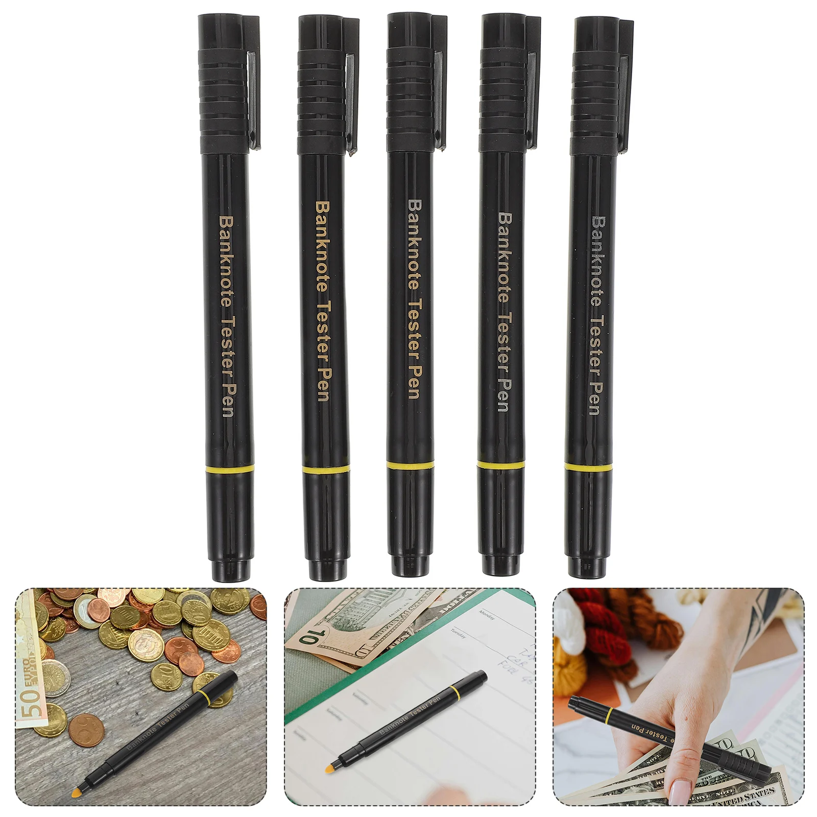 

5pcs Counterfeit Money 2 In 1 Bill Checker Ballpoint Pen Fake Note Detection Pen For Business Travel Compact Security