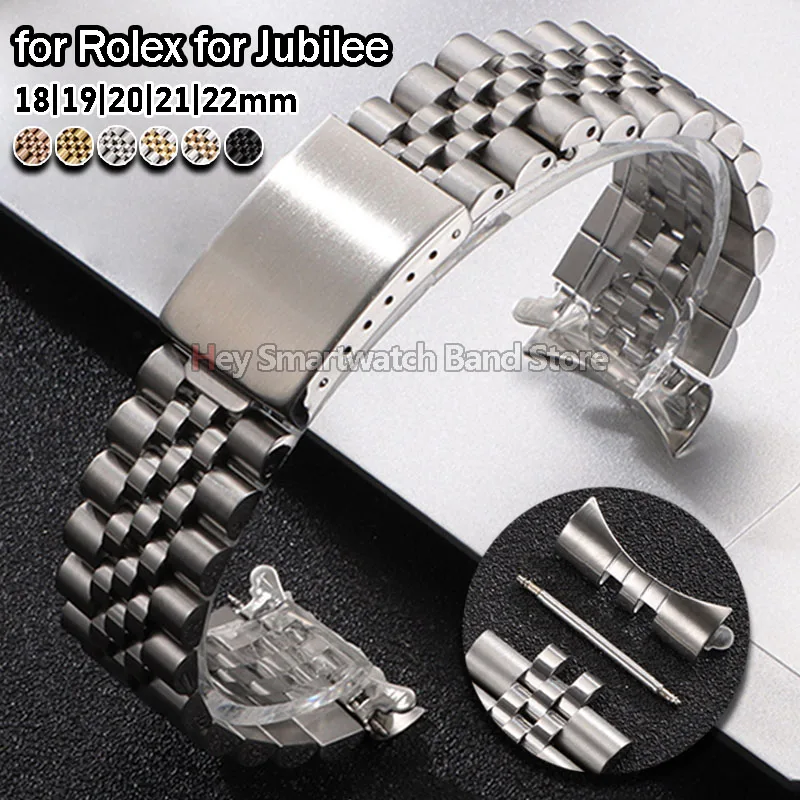 Gebogenes Edelstahl-Uhrenarmband für Rolex Jubilee 18mm 19mm 20mm 21mm 22mm Luxus-Armband Metall-Armband Zubehör