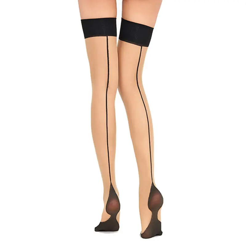 1 Pair Back Vertical Line Thigh High Sock Women Over the Knee Socks Nylons Hosiery Women\'s Sexy Stockings