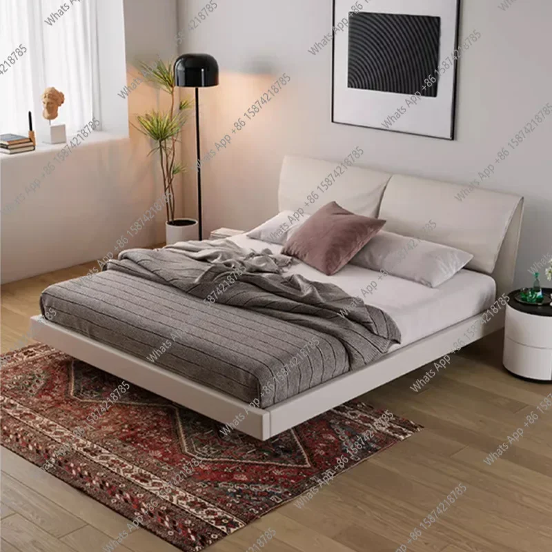 BJ Xx Baby Elephant Ear Suspension Bed Italian Minimalist Leather Master Bedroom Modern Light Luxury High-end Soft Bag Flush Bed