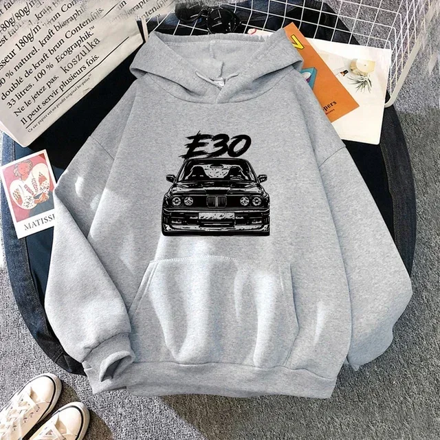 Cartoon Car E30 E36 Print Hoodie Men's Round Neck Sweatshirt Fashion Autumn Women Casual Long Sleeves Streetwear Pullover Tops