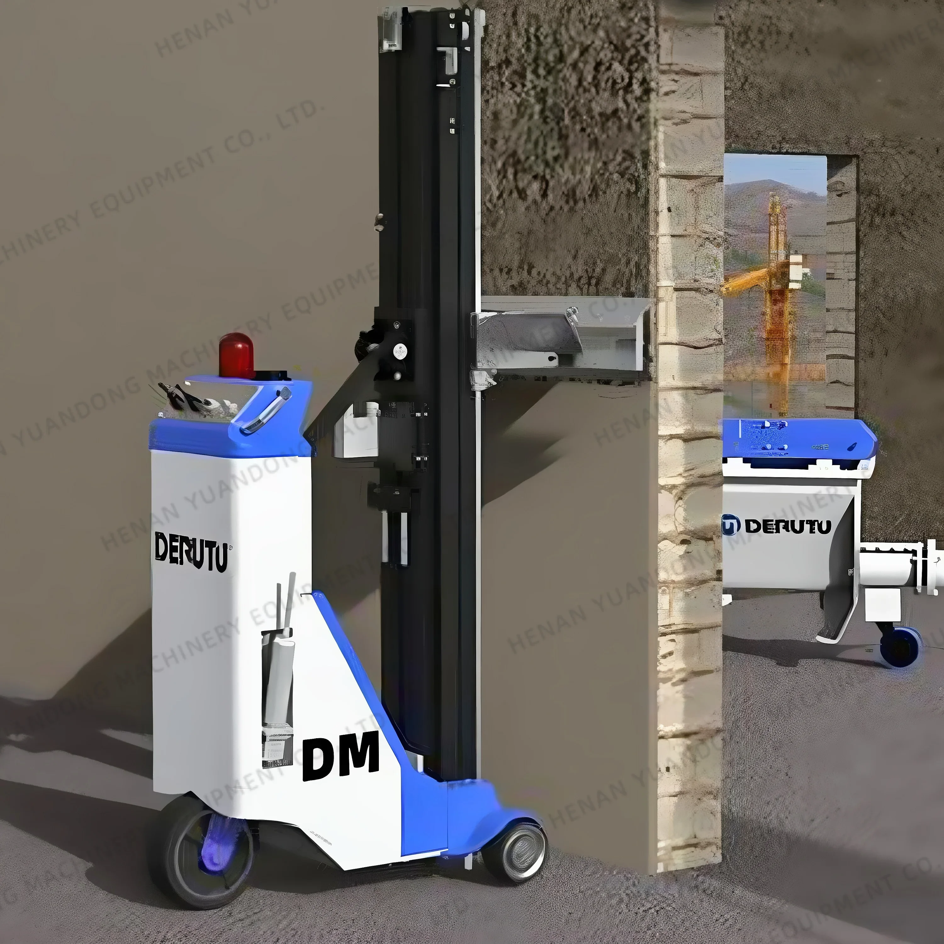 DERUTU Automatic Vertical Gauge Polymer Mortar Plaster Machine 220V 1Phase Robot Wall Rendering Machine