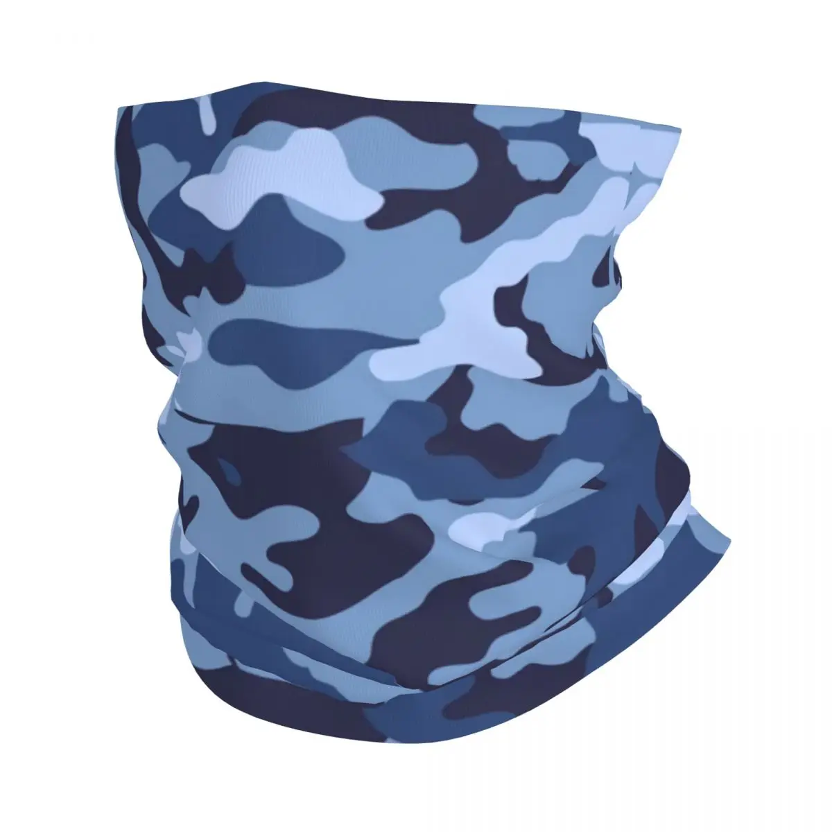 Custom Blue Morden Camouflage Style Camo Neck Gaiter Women Men UV Face Shield Winter Bandana Scarf for Ski