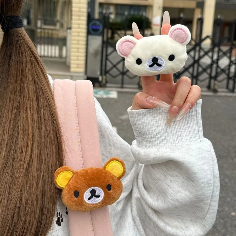 Cartoon Rilakkuma Kawaii Fluffy Cute Soft Plush Bear Keychain Bag Charm Backpack Decoration Pendant Gift For Bestie Friend Gifts