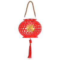 Solar Lantern For Spring Festival Outdoor Hanging Decor Waterproof Yard Lantern Tassel Design Traditional New Year Decoration