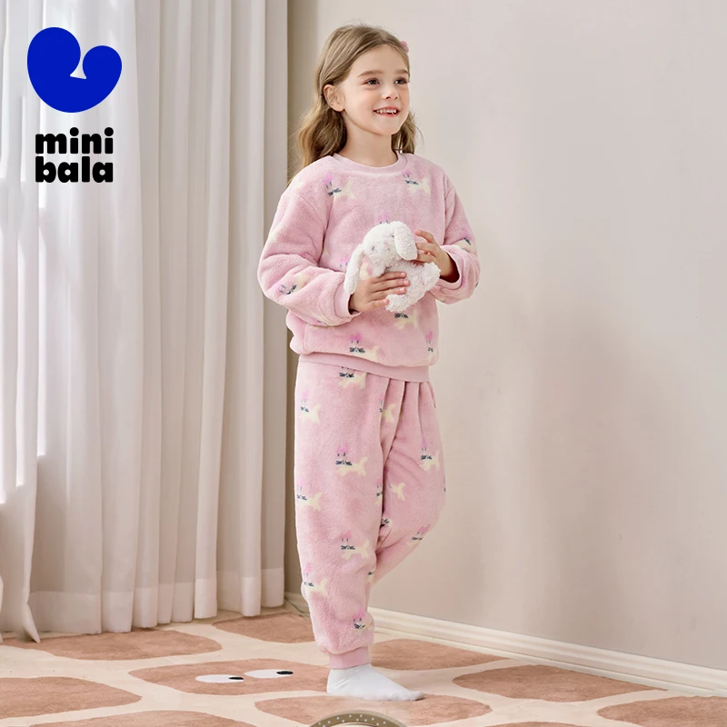 

Мини Bala детский пижамный комплект, новая зимняя толстая двусторонняя флисовая теплая одежда для сна