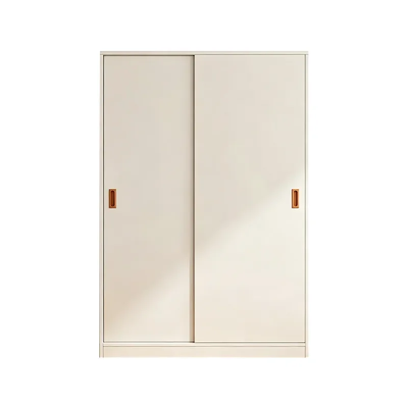 Solid Wood Wardrobe Sliding Door Closet Bedroom Storage Cabinet Natural Log Style Large Capacity Organizer for Rental
