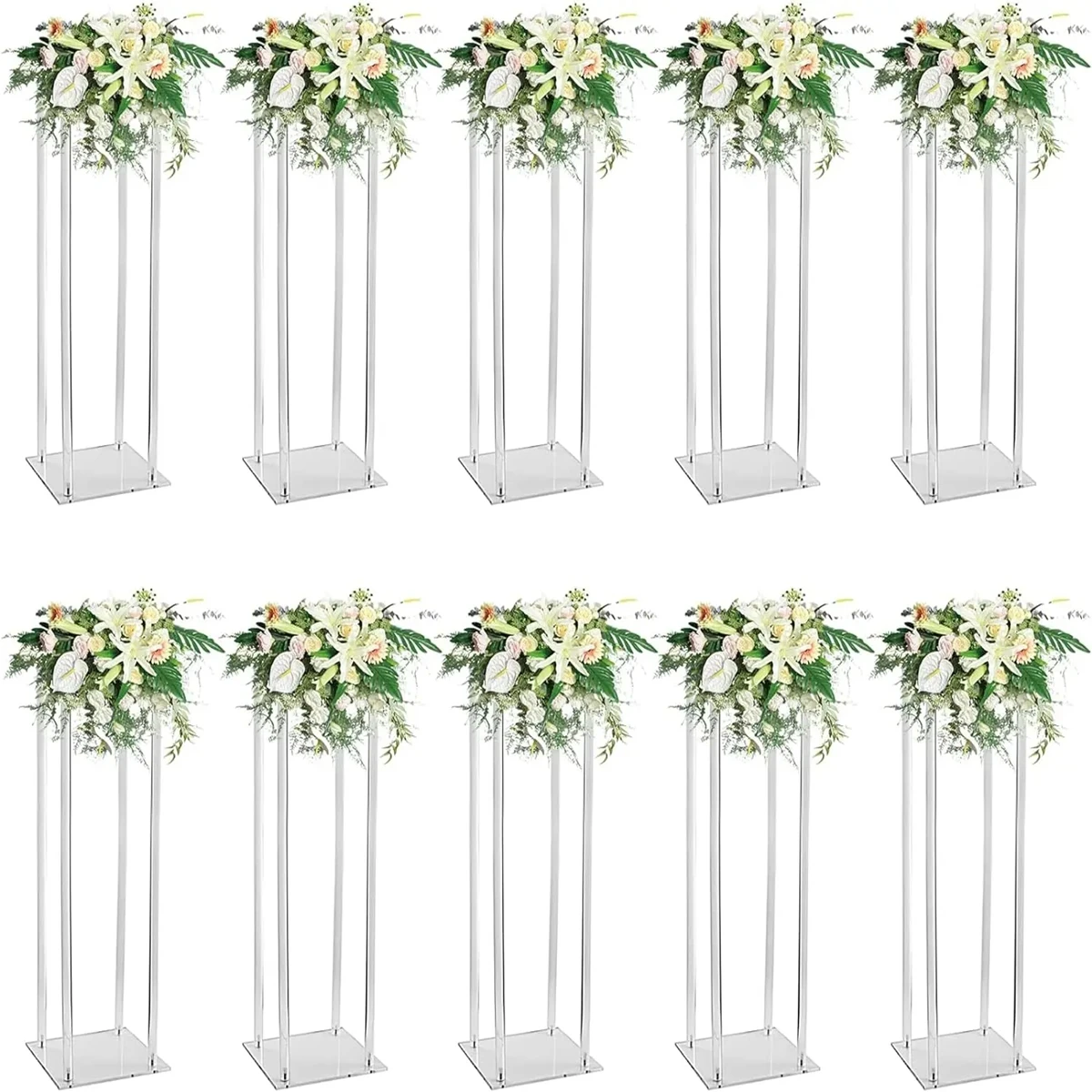 4pcs/10pcs)Acrylic Cylinder Display Vase Clear Round Plastic Wedding Table Road Lead Flower Vase Stand