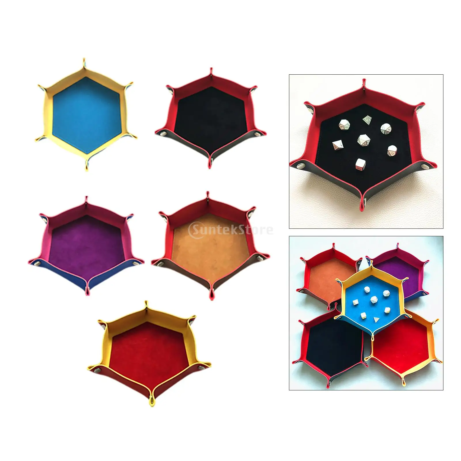 Có Thể Gập Lại Xúc Xắc Khay Da PU Lục Giác Gấp Xúc Xắc Khay Hộp Xúc Xắc Trò Chơi Khay Để Nhập Vai DND Trò Chơi Xúc Xắc Bàn Bảo Quản board Game