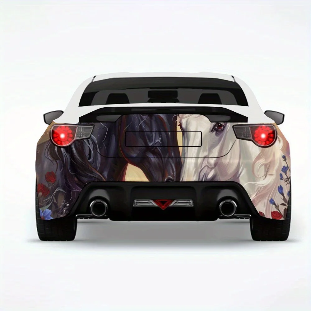 

Автомобильная наклейка с двумя лошадьми, виниловая наклейка на заднюю часть автомобиля, водонепроницаемые самоклеящиеся виниловые наклейки для хвоста и бампера автомобиля, украшение