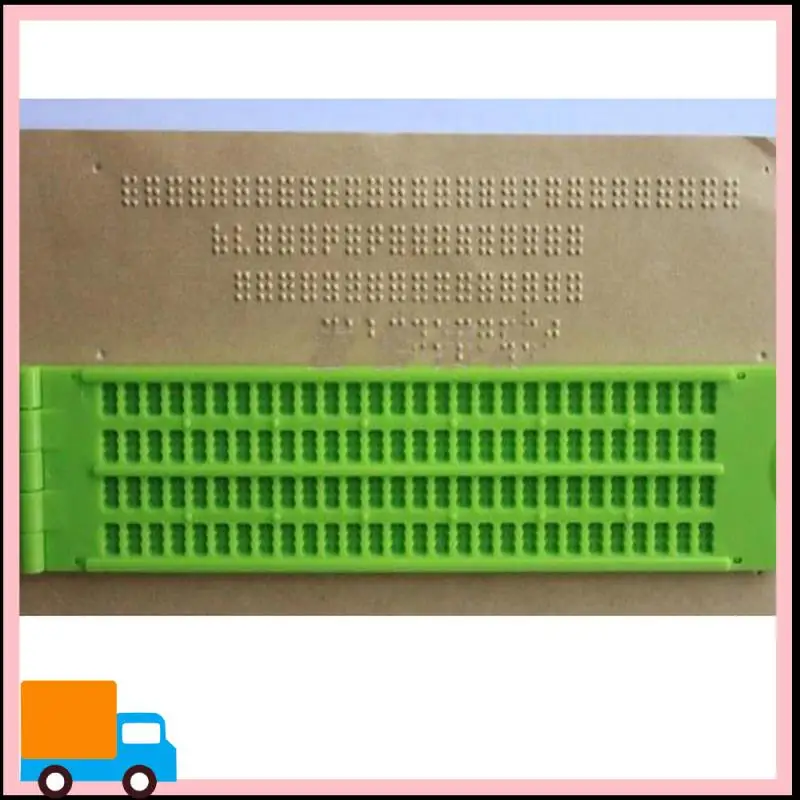 لوحة كتابة برايل احترافية مكونة من 4 خطوط مكونة من 28 خلية مع قلم برايل برايل مع ممارسة محمولة لمستلزمات التعلم العمياء