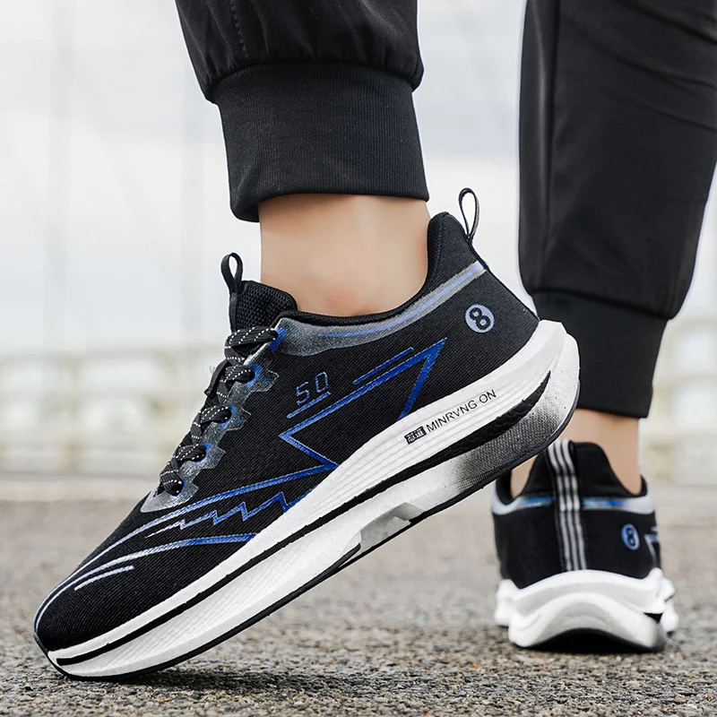 Marathon Men Sports Running Shoes Carbon Board Air Cushion Breathable Lightweight Women's Comfortable Athletic Nonskid Sneakers