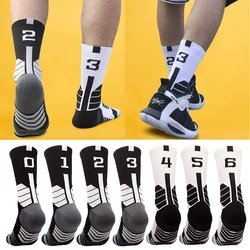 High Men's Quality Socks Elite Basketball Compression Cycling Socks with Number Adult Towel Bottom Outdoor Sports Socks Unisex