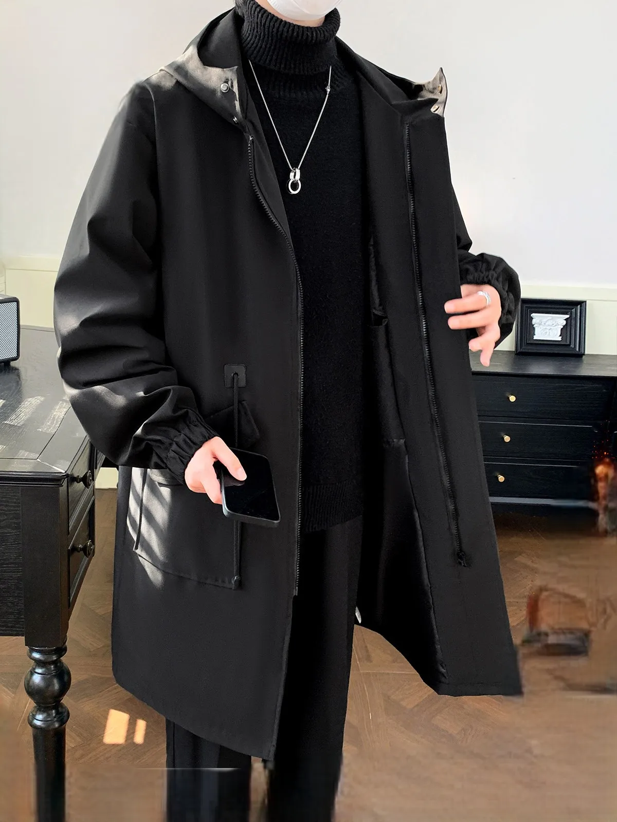 

Мужское длинное пальто-тренч из бархата, приталенное, в готическом средневековом стиле, бордовое, с вышивкой, для осенних фестивалей, уникальное, стильное, в альтернативном стиле