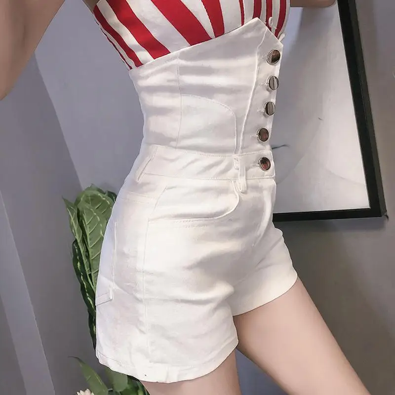 2025 Nuovi pantaloncini di jeans delicati a gamba larga neri solidi alla moda per pantaloni caldi casual a gamba dritta a vita alta di design da donna Wh1