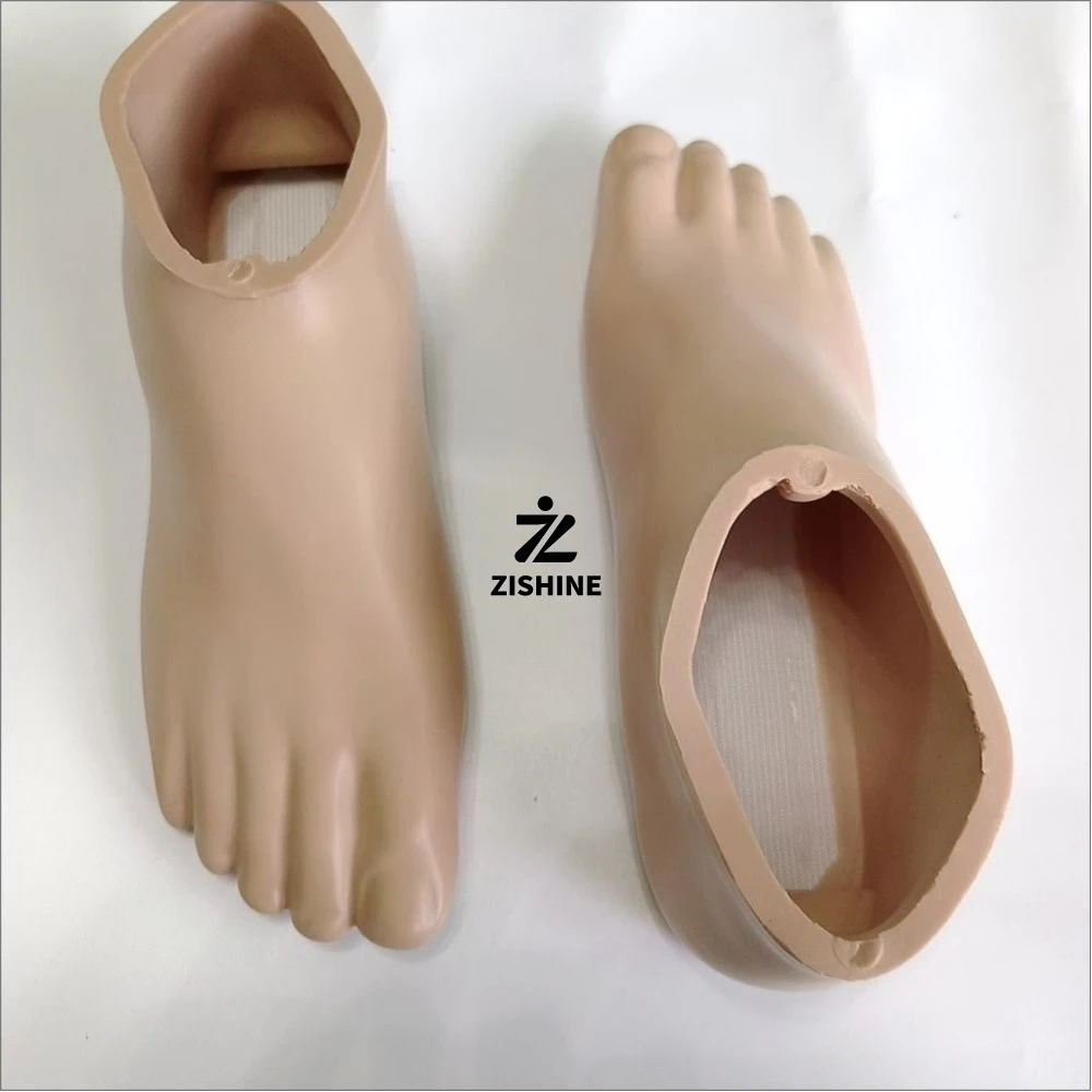 PU Prosthetic Foot Shell Anti Slip Base Decorative Fake Feet Cover with Free Silent Sock 22cm-28cm Real Color Foot Skin
