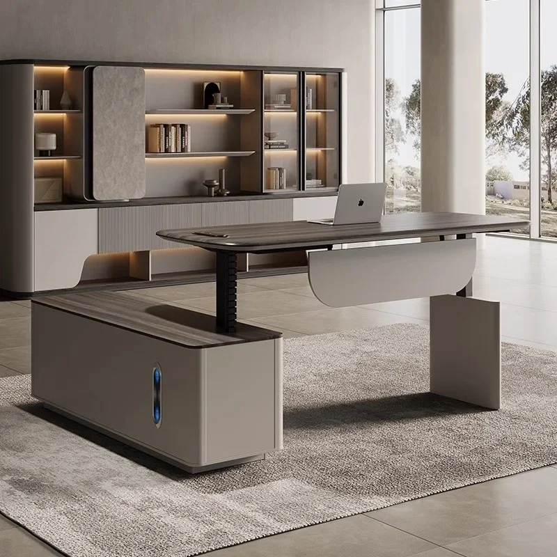 

Modern Dual-Motor Adjustable Smart Table Computer Desk Simple Wooden Boss Supervisor Study Desk