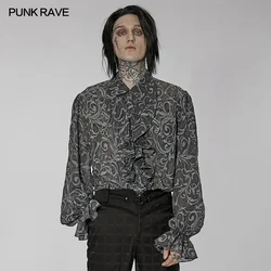PUNK RAVE Men's Gothic Light Chiffon Exquisite 3D Carved Embossed Shirt Party Club Loose Shirts Men Clothing Four Seasons