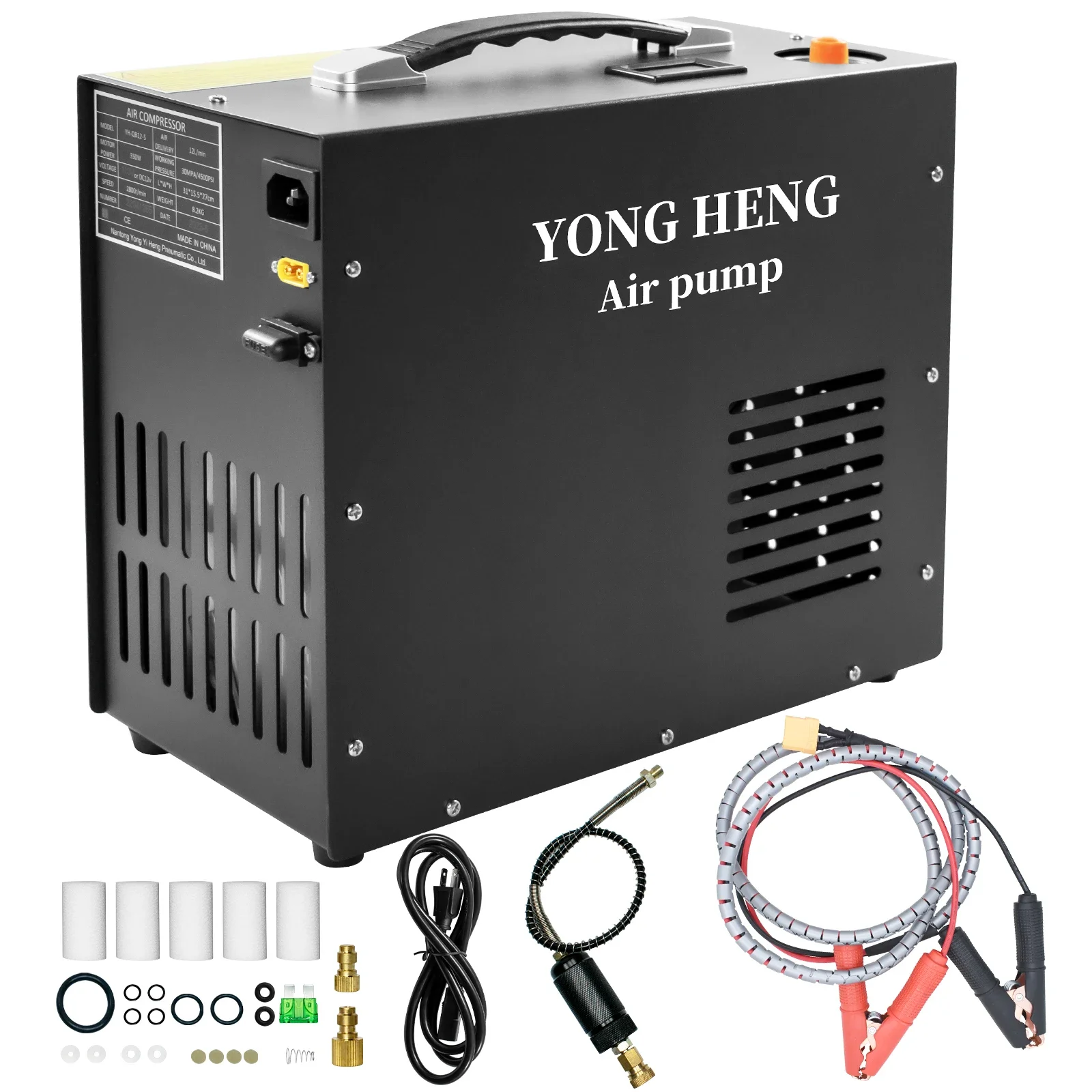 YONGHENG 300Bar 4500Psi High Pressure PCP Air Compressor Built-in Power Adapter Auto-Stop Compressor for Airgun Rifle Diving