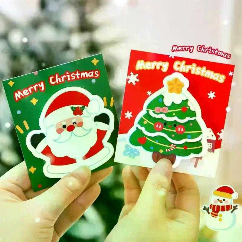 

5Pcs Christmas Santa Claus Snowman Tree Shaped Sticky Notes Cartoon School Supplies Kawaii Memo Pad Students Stationary Gifts