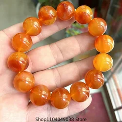 New 16-22MM Natural Beeswax Bracelet Old Amber Buddha Beads  for Men AAA+Certificate Luxury Mens Jewellery Women Bracelet