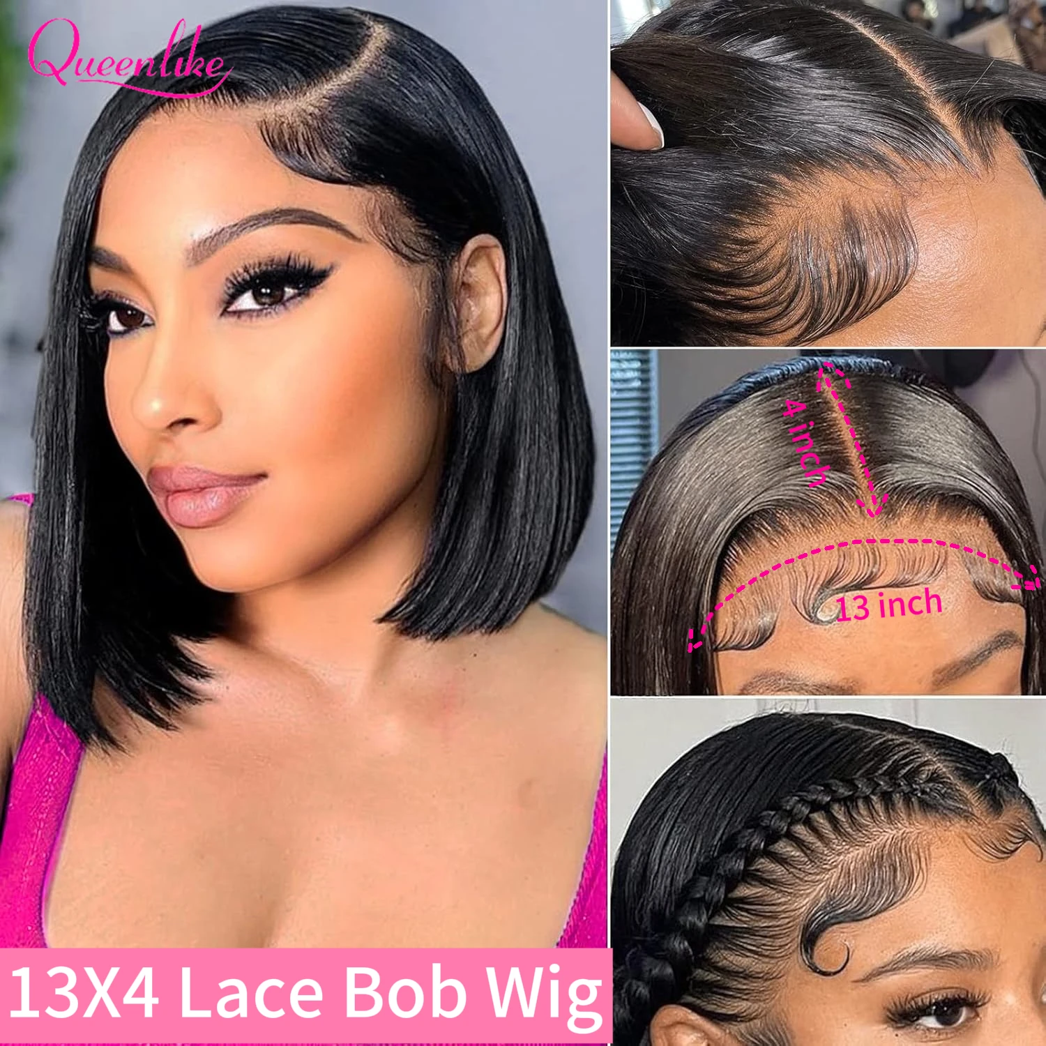 

Straight 13X4 HD Lace Frontal Human Hair Bob Wig Brazilian Hair Transparent Lace Bob Human Hair Wig For Women Free Shipping