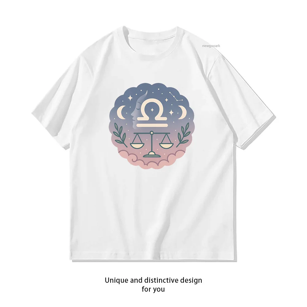 Libra Cosmic Balance T-shirt Woman Man Casual Cotton Printed T Shirts Adult Streetwear Camisetas Tops Comfortable O-neck