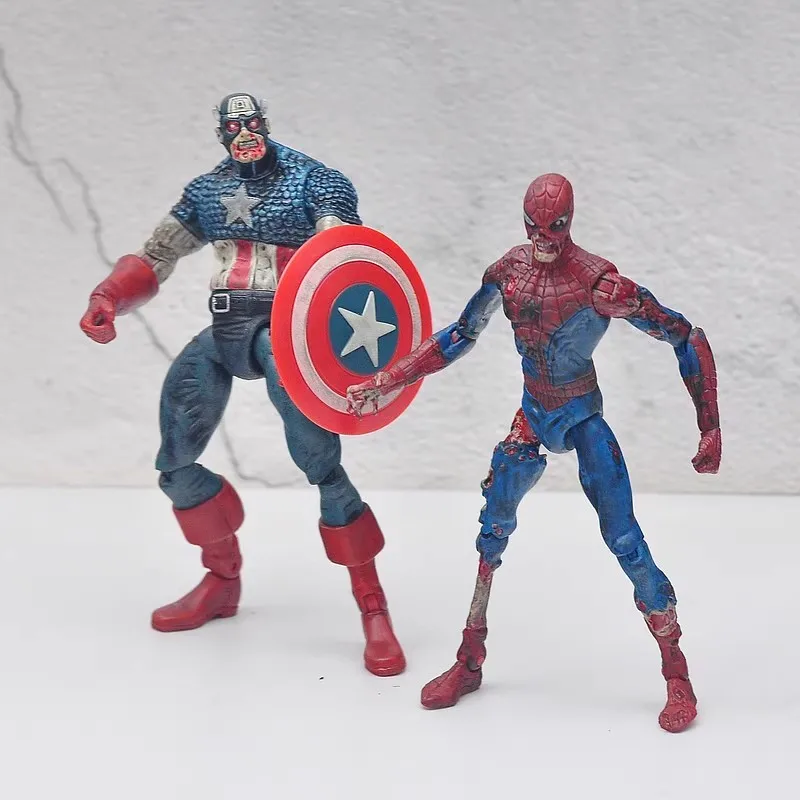 

18cm Movie Peripheral Superhero Zombie Spider Man Captain America Hulk Action Figure Movable Joint Model Desktop Ornament Gift