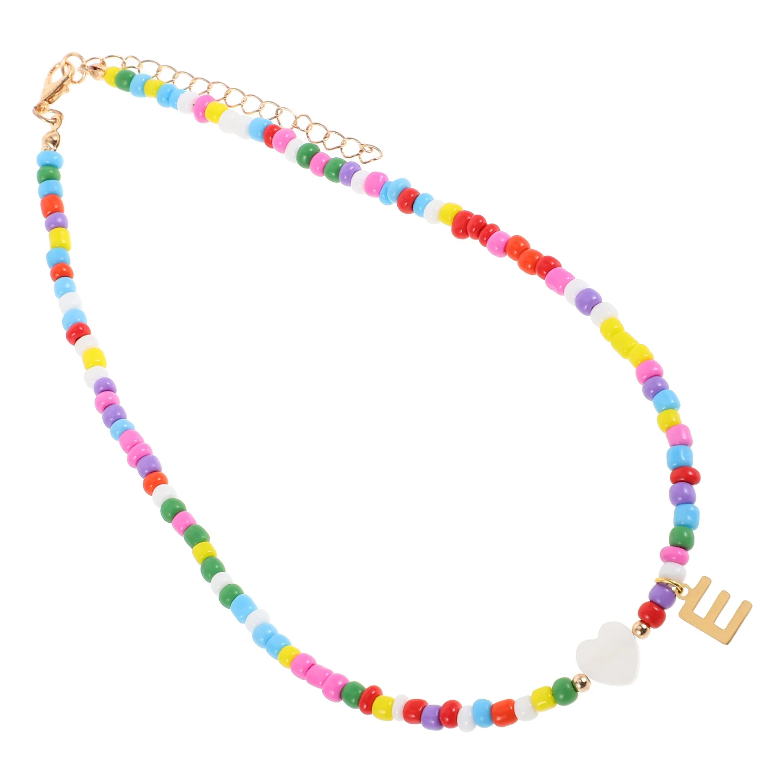 

Handmade Original Beaded Letter Necklace Colorful Stainless Steel Charm for Women Daily Party Trendy Beaded Initial Jewelry