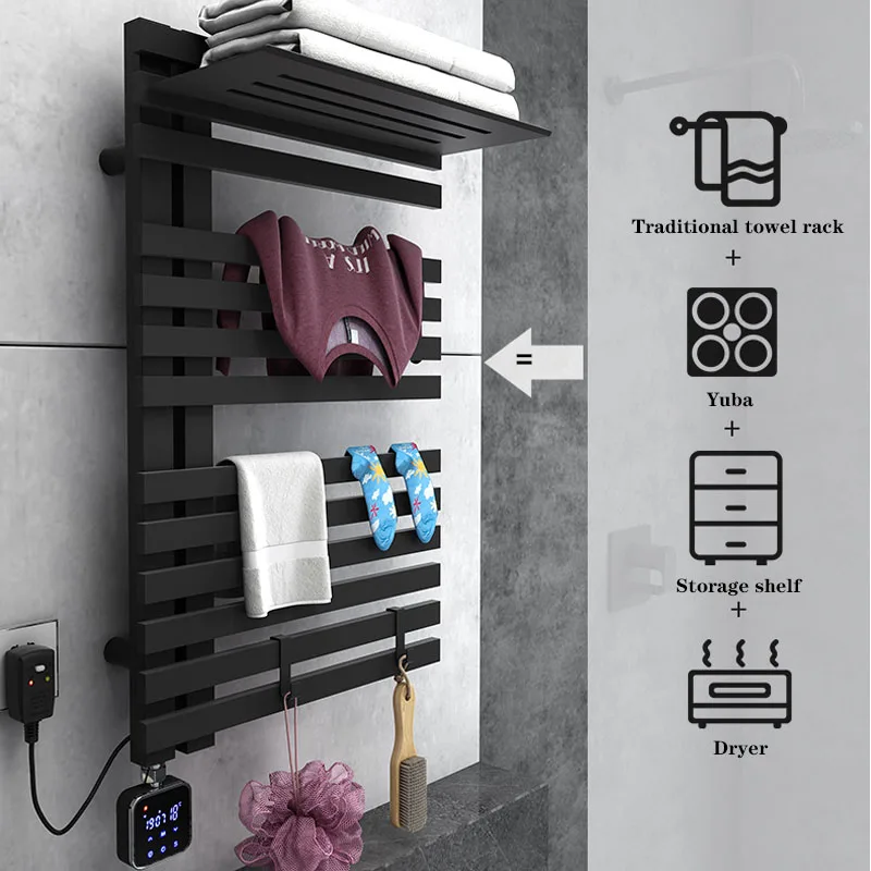 Imagem -04 - Banheiro Rack de Toalha do Radiador Elétrico Secador com Prateleira Aquecedor Aquecimento wi fi Controle Ferroviário Acessórios para Casa Decoração Novo 2023