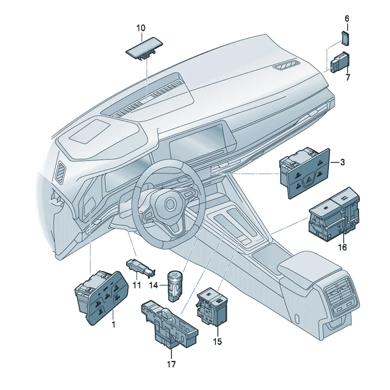 

R1-5HG 941 193 B, 5HG941193B For VW Golf 2021-2025 Touch Screen Headlight /Fog Lamp Switch Multi-Function Button
