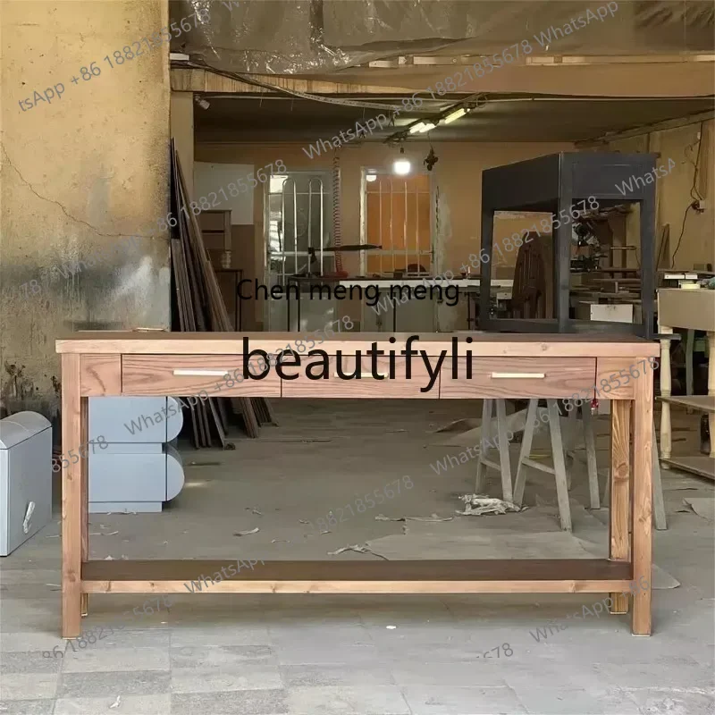 S7486 ss Solid Wood Entryway Table Home Vintage Style Entryway Table Japanese Style Natural Wood Living Room Entryway Console Ta