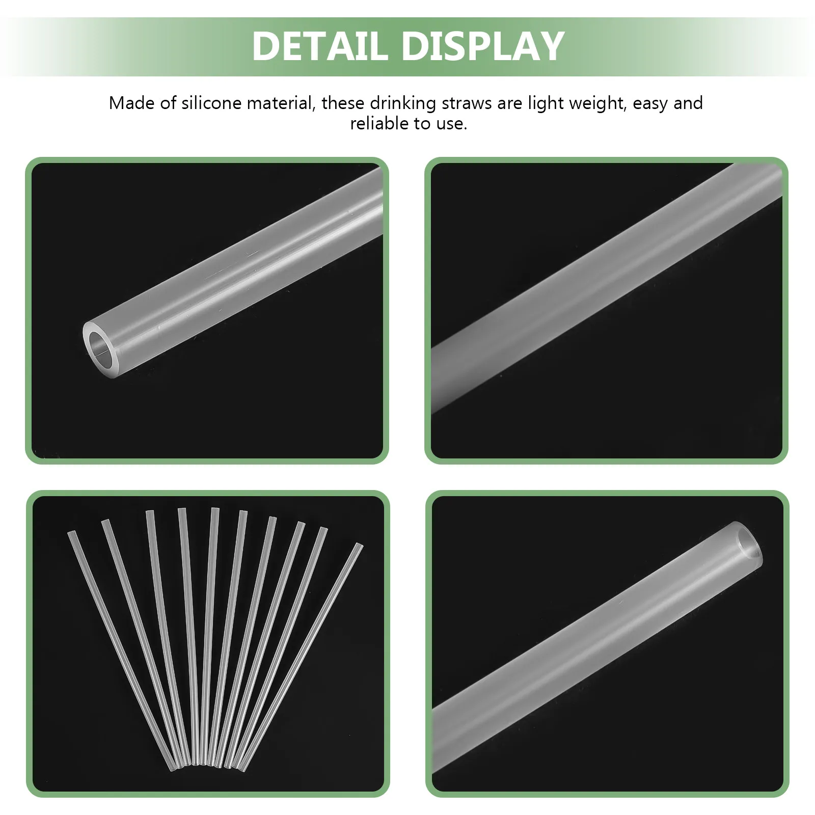 10 Pcs Reuseable Straw Reusable Replacement Straws Clear Travel Silicone Straight